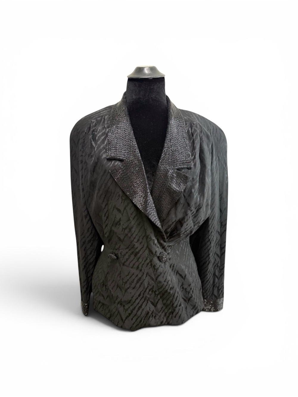 Y2K 100% Silk Beaded Animal Print Blazer